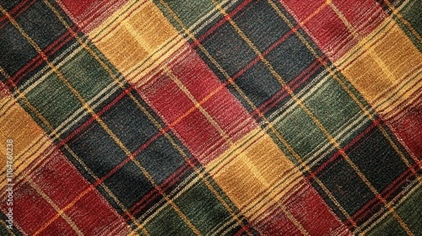 Fototapeta Colorful tartan fabric with a classic pattern