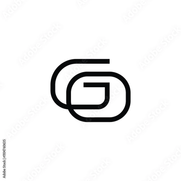 Fototapeta GO monogram logo design letter text name symbol monochrome logotype alphabet character simple logo