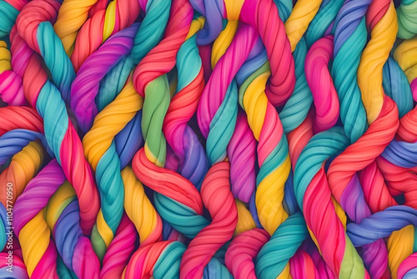 Fototapeta Close-up of colorful candy canes arranged in a festive pattern, ideal for holiday backgrounds and designs