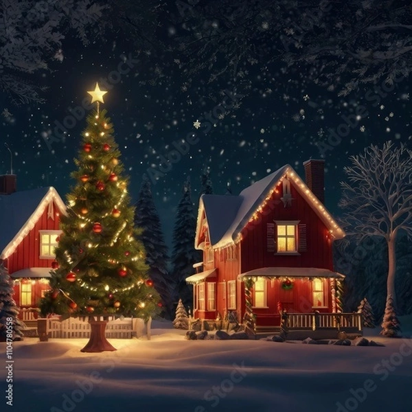 Fototapeta Christmas tree in the night