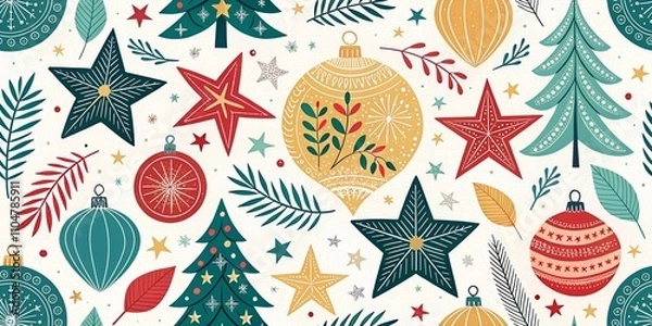 Fototapeta Christmas. Seamless pattern, Modern abstract vector illustrations for greeting cards, party invitation card, website banner, social media banners, and marketing material. without text
