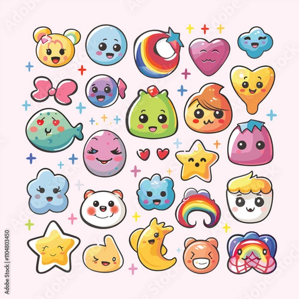 Fototapeta collection of cute vector children's sikers