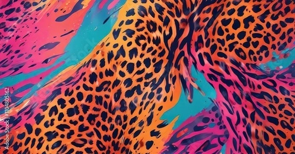 Obraz Abstract leopard print illustration in vibrant colors, leopard, fashion