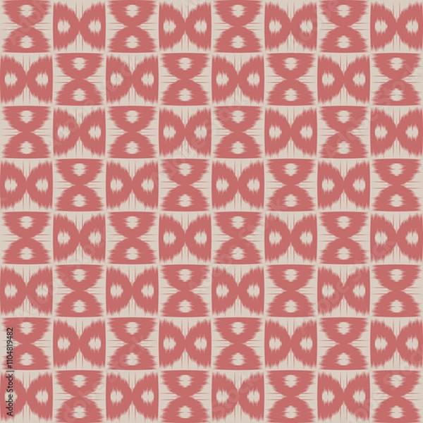 Obraz Seamless Red Ikat Pattern with Bold Geometric Motif