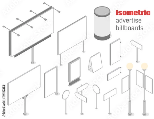 Fototapeta Isometric advertise billboards 