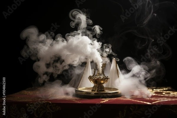 Obraz As Silken Wisps of White Smoke Gracefully Ascend against an Ebony Canvas the Election of a New Pope Is Divinely Revealed