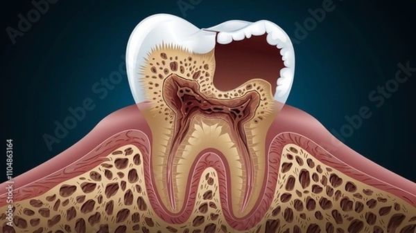 Fototapeta a tooth with dental caries