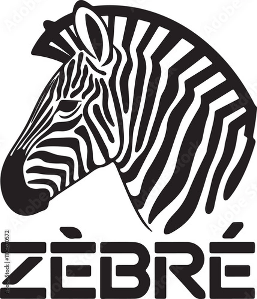 Fototapeta Zebra logo silohutte vector with white background
