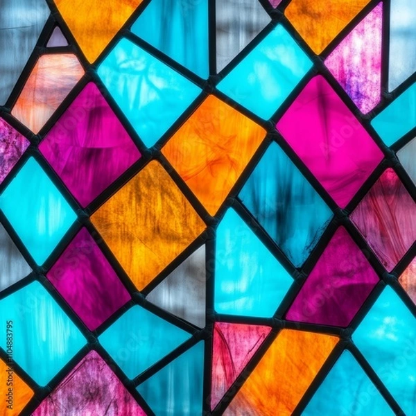 Obraz Abstract colorful stained glass window close-up.