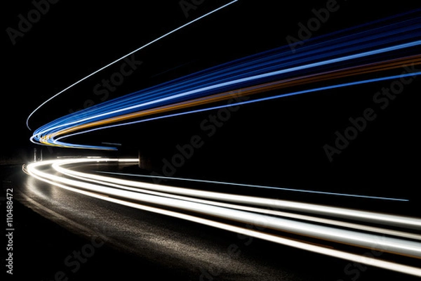 Obraz light trails in tunnel