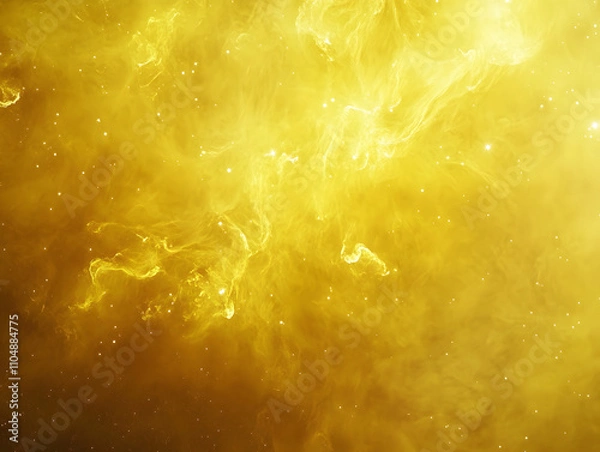 Fototapeta A vibrant depiction of a cosmic nebula filled with golden hues and scattered stars.