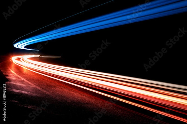 Obraz light trails in tunnel