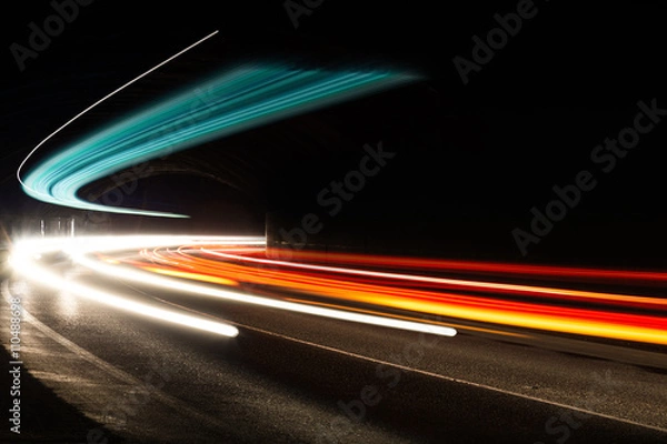 Obraz light trails in tunnel