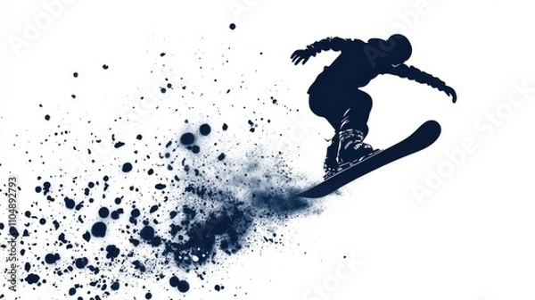Fototapeta Bold Minimalist Snowboarder Vector Art Design