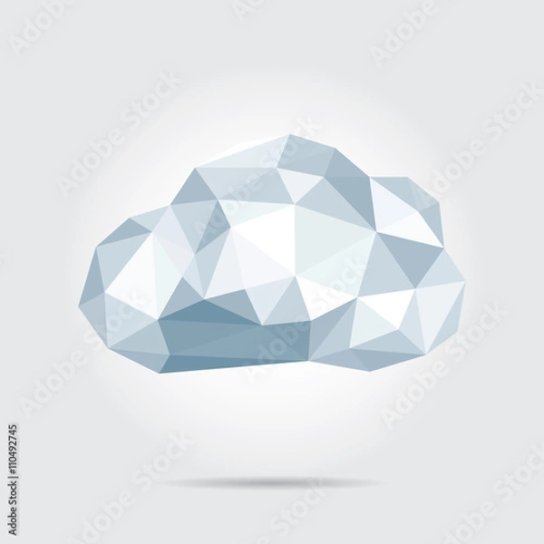 Obraz Polygonal Cloud, Weather Icon in Vector