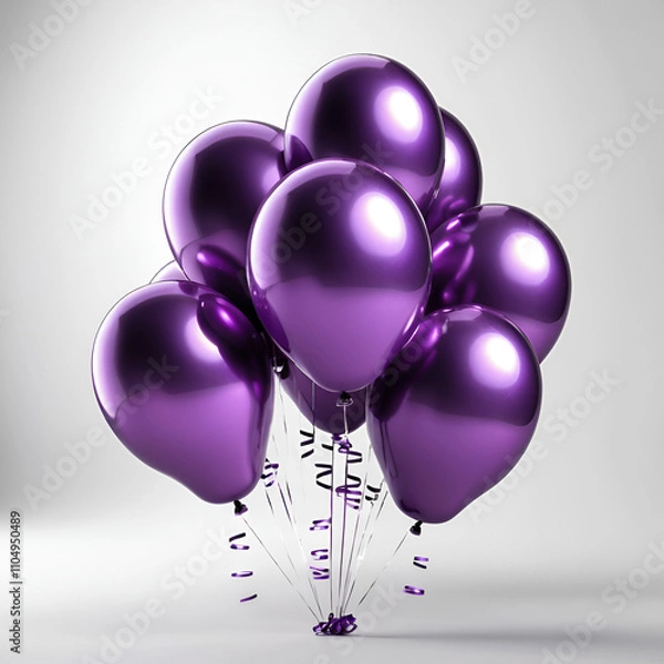 Fototapeta purple balloons isolated on white
