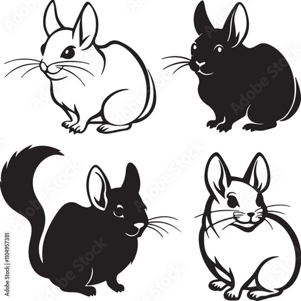 Fototapeta set of rabbits cat vector