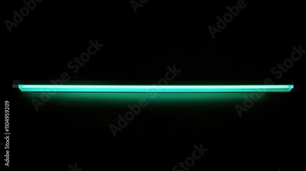 Fototapeta Sleek and minimalist horizontal green beam over black background, creating a stylish modern aesthetic