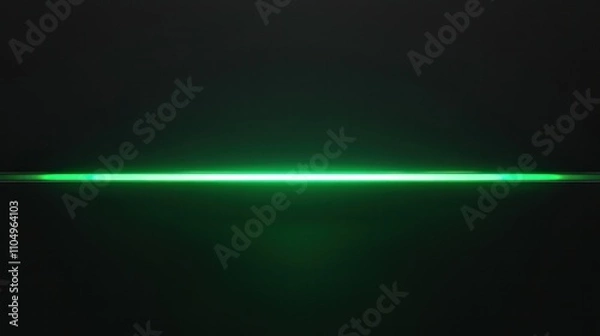 Fototapeta Subtle horizontal green beam glowing on black background, minimalist modern design with an elegant vibe