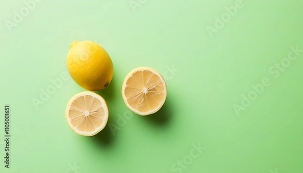 Fototapeta Fresh Lemon Display: From Halved to Whole, Creative Photography Represents Nutrition and Health Concepts