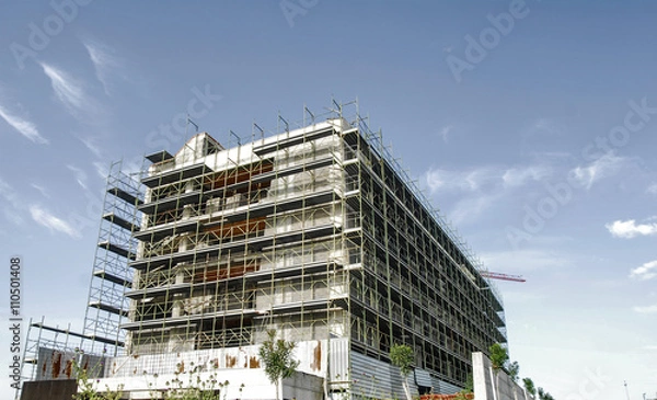 Obraz Nowy budynek budowy, plac budowy z rusztowaniem
