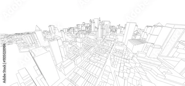 Fototapeta 3d wireframe of building. sketch design.Vector
