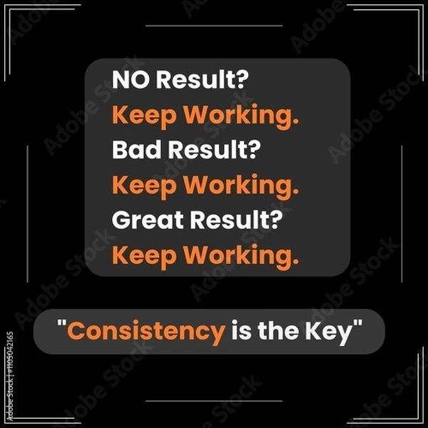 Obraz A pixel design on perseverance: No matter the outcome—no result, bad, or great—keep working. Consistency is the key to success and growth.