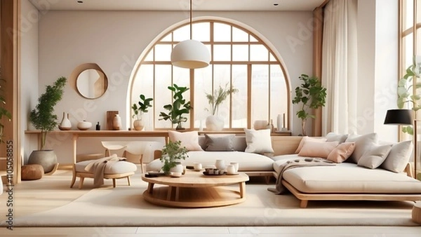 Fototapeta modern living room with fireplace