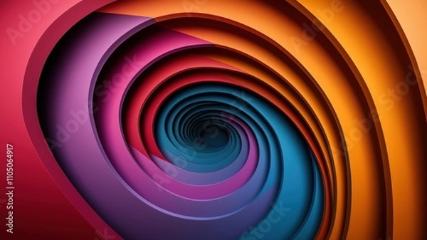 Fototapeta Stereoscopic Depth Illusion Concept. Colorful spiral pattern design