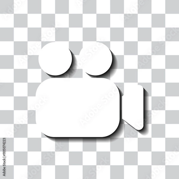 Fototapeta Video camera simple icon. Flat design. White with shadow on transparent grid