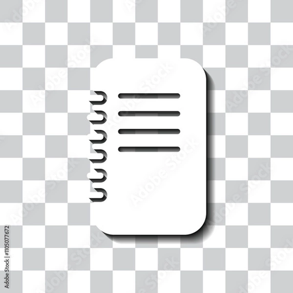 Fototapeta Notepad simple icon vector. Flat design. White with shadow on transparent grid