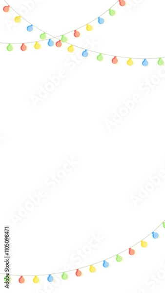 Fototapeta カラフルな電球のガーランドイラスト背景
