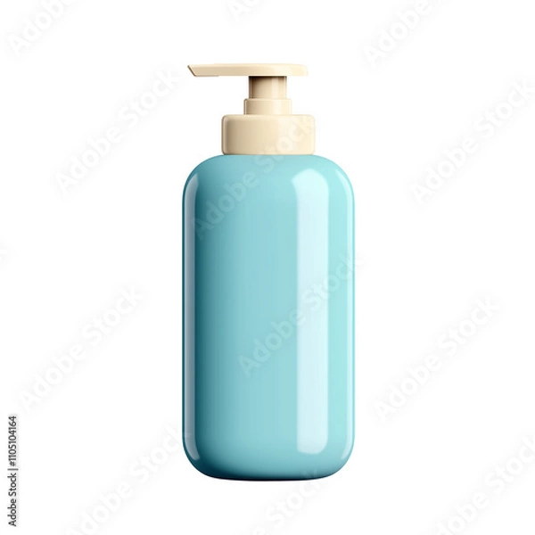 Fototapeta 3D render pump bottle png mockup. Isolated plastic shampoo hand soap lotion pump bottle image on transparent background
