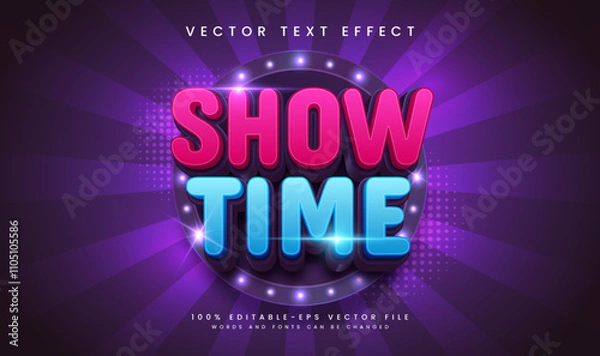 Fototapeta Show time editable vector text effect. Suitable for night event theme.