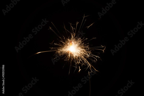 Obraz Firework Sparkler on black background, close-up