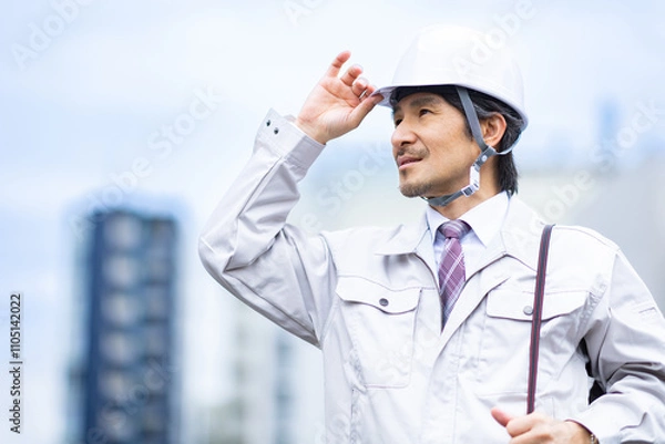 Fototapeta ヘルメットを被った男性