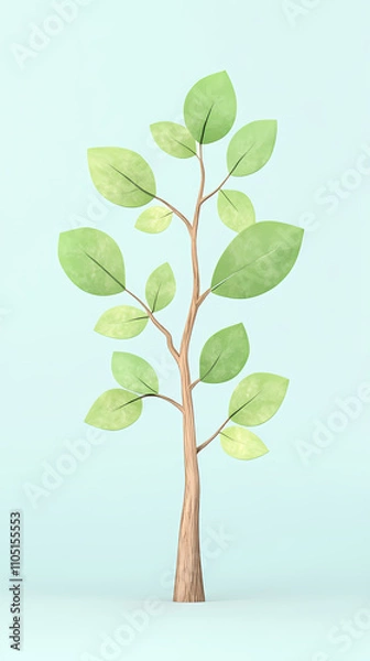 Fototapeta A vibrant digital illustration of a whimsical tree symbolizing nature and creativity. On white background