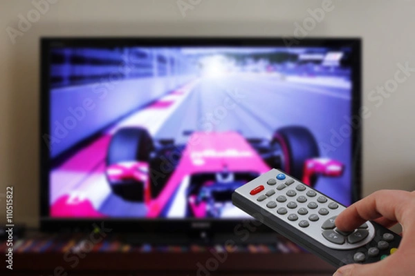Obraz Tv remote control in a car race