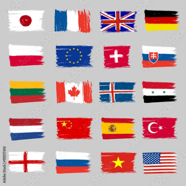 Obraz Set Of Flags - Grunge