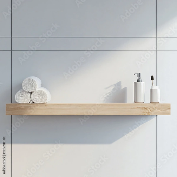 Fototapeta background, template of shelves, bathroom shelves in minimalism,for product presentation ,product card,products,cosmetics, product demonstration. location bathroom