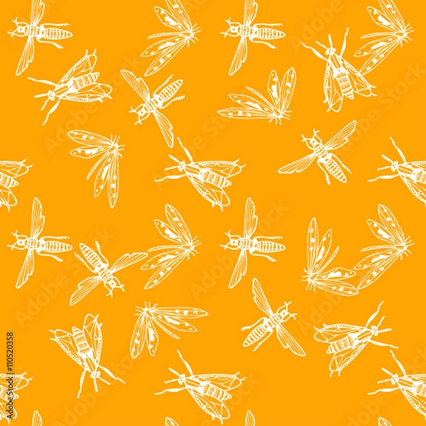 Fototapeta Seamless pattern with insects