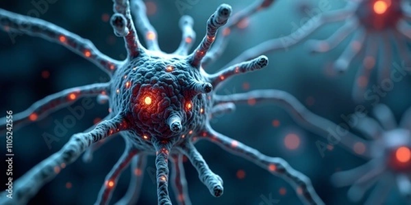 Fototapeta 3D Microbiology Render of the Nervous System, Revealing Its Intricate Details with copy space.