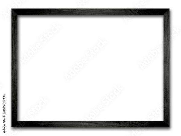 Fototapeta Rectangular picture frame. Old wooden frame, vintage style, with empty space and isolated transparent background with png.