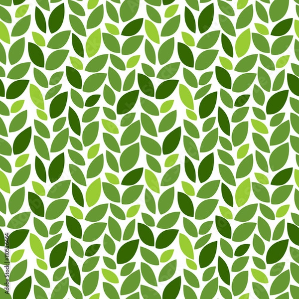 Obraz Green leaves pattern. Eco. Seamless decorative template texture with green and beige leaves. Seamless stylized leaf pattern. Vector illustration