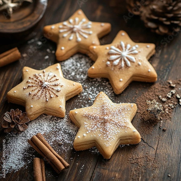 Fototapeta festive cookies for Christmas, in the form of stars