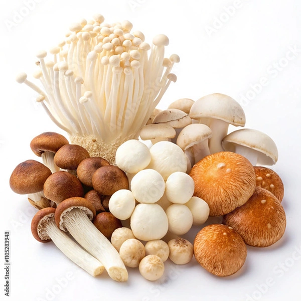 Obraz Mixed mushroom with white background