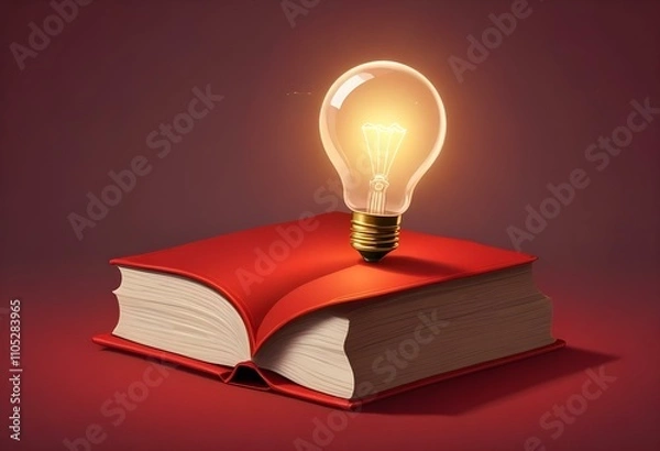 Fototapeta Book With Lighbulb Cartoon Vector Icon Illustration. Object Education Icon Concept Isolated Premium Vector. Flat Cartoon Style