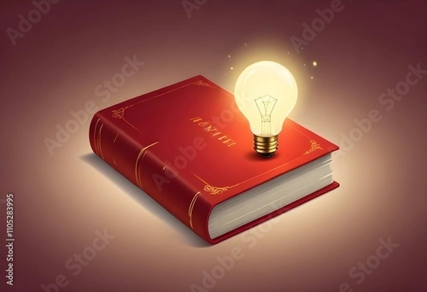 Fototapeta Book With Lighbulb Cartoon Vector Icon Illustration. Object Education Icon Concept Isolated Premium Vector. Flat Cartoon Style