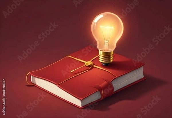 Fototapeta Book With Lighbulb Cartoon Vector Icon Illustration. Object Education Icon Concept Isolated Premium Vector. Flat Cartoon Style