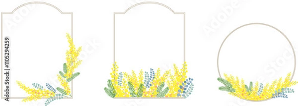 Obraz ミモザの花のベクター素材イラスト